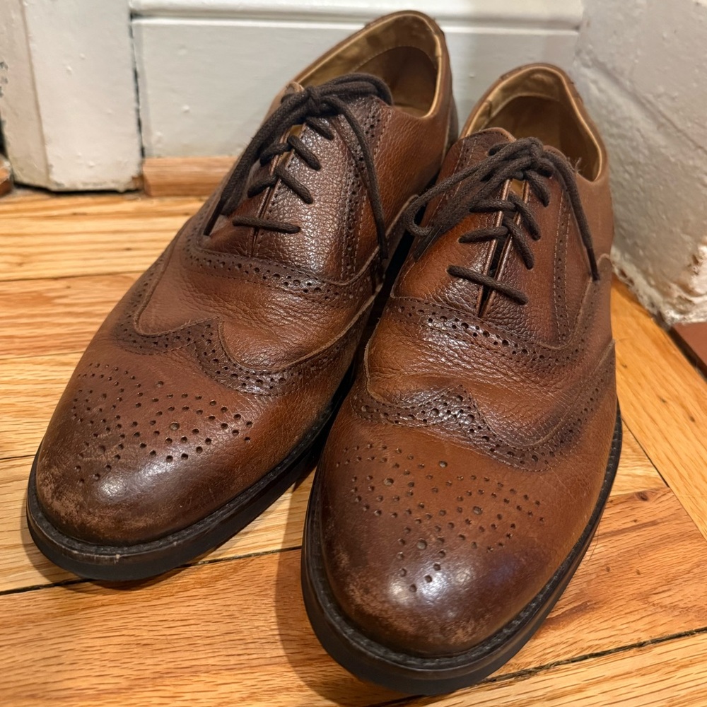 Leather Oxford Wingtip Marc Joseph New York 10 Dress Shoes Office Classic Preppy